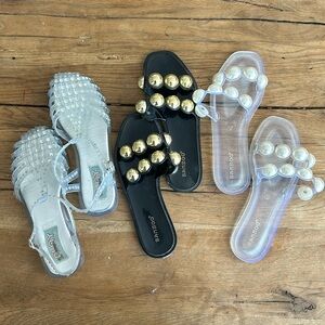 Bundle jelly flat sandals three airs clear black studded 7.5 DL24